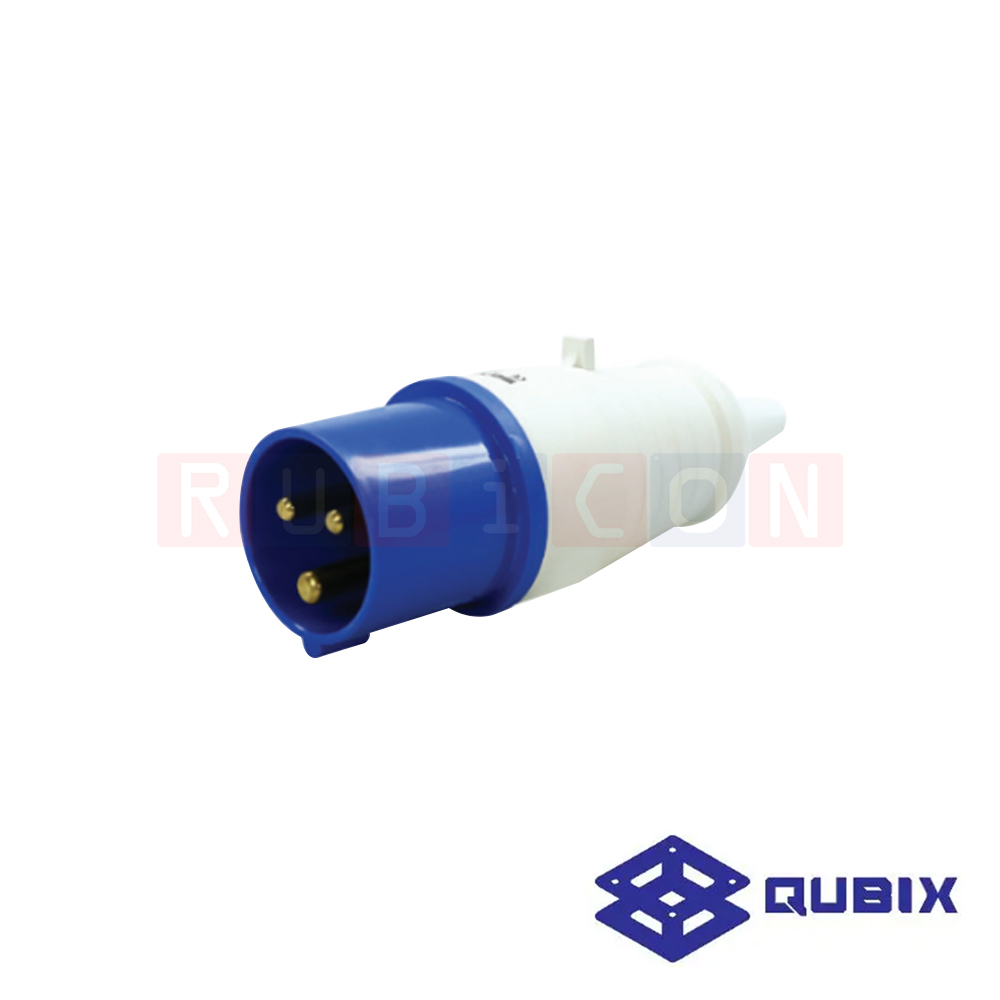 QUBIX AJ-013L ปลั๊กพาวเวอร์ตัวผูู้กลางทาง 3 ขา 2P+E 16A 220-240V 6H IP44