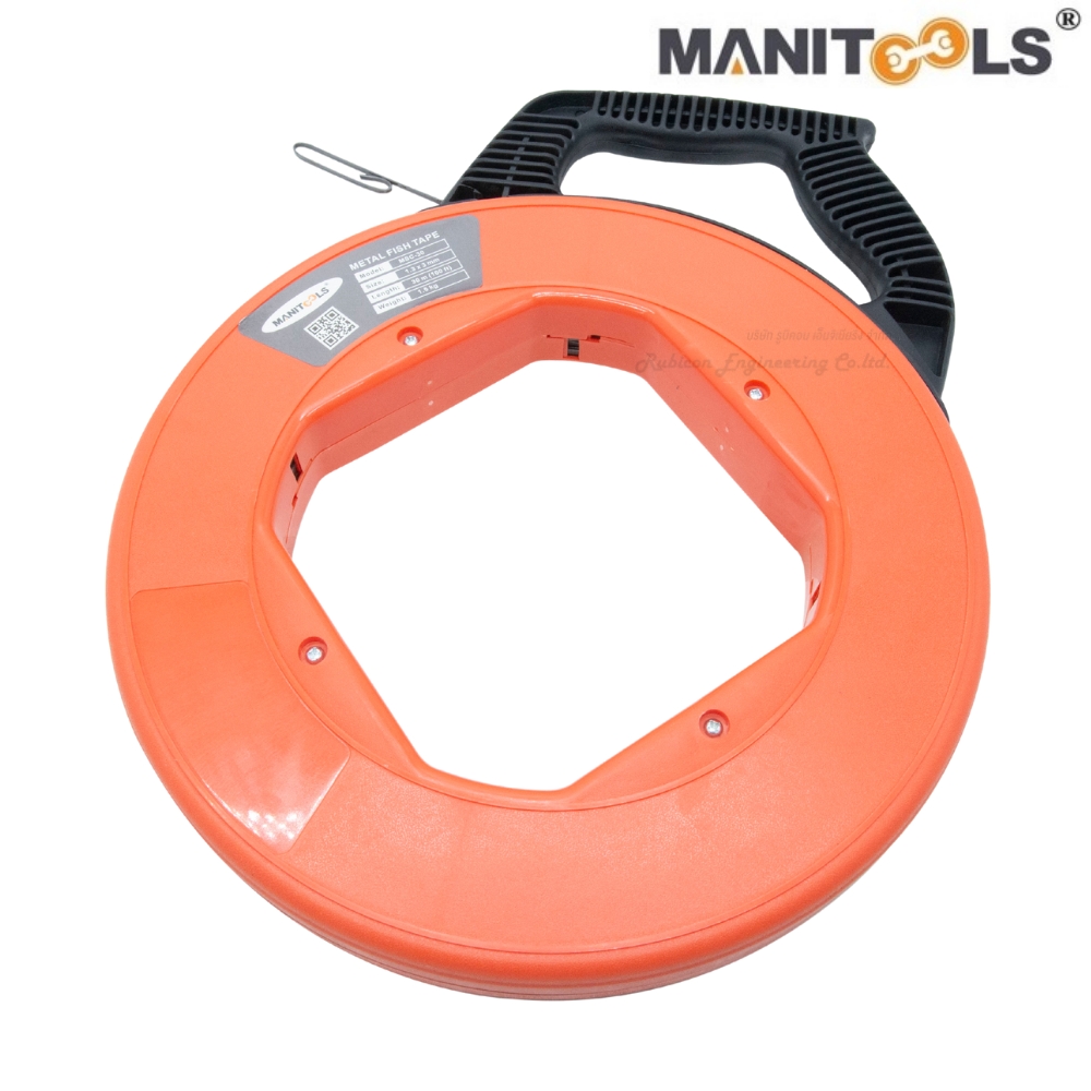 "MANITOOLS" MSC-45 ฟิชเทปเหล็กพร้อมตลับ 45 เมตร Size 1.3x3 mm. Length 45m. (Metal Fish Tape With Case)