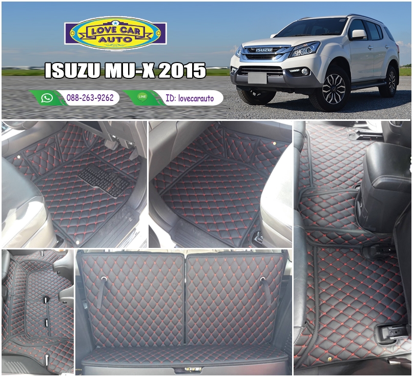 พรมรถยนต์ 6D Isuzu Mu-X 2015 สีดำด้ายแดง