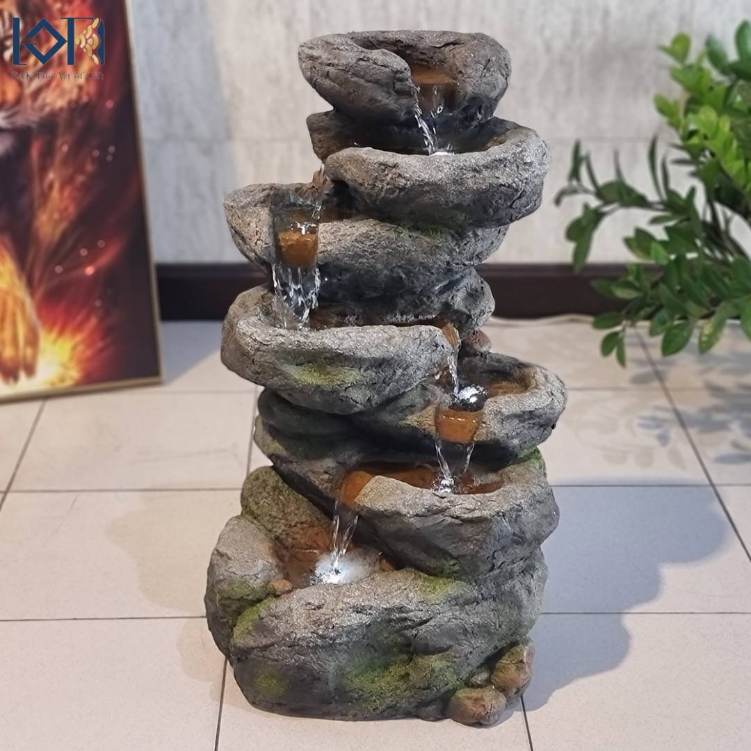 น้ำล้นตั้งพื้น รุ่นหิน7ชั้นฮวงจุ้ย2575 เสริมฮวงจุ้ยแต่งบ้านจัดสวน ของขวัญขึ้นบ้านใหม่ เปิดร้าน