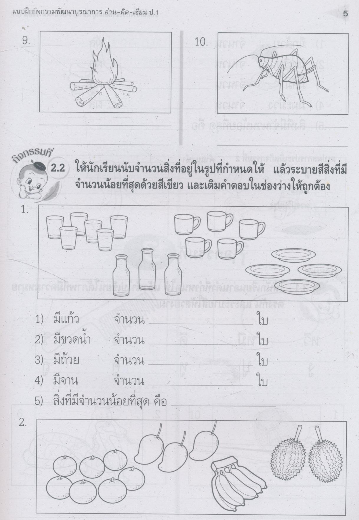 แบบฝึกกิจกรรมพัฒนาบูรณาการ อ่าน-คิด-เขียน ชั้นประถมศึกษาปีที่ 1 (ไม่มีเฉลยในเล่ม)