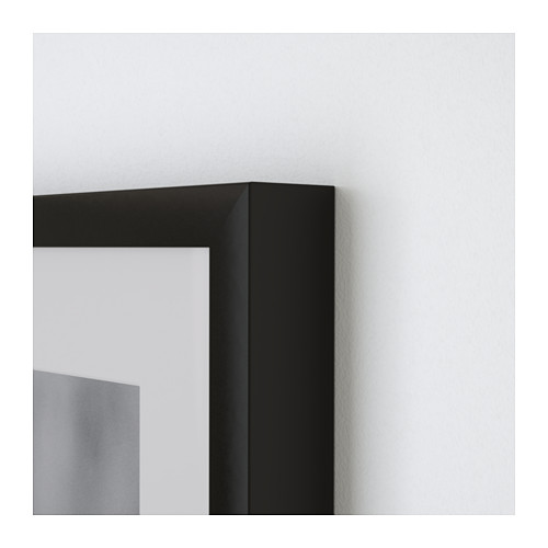 กรอบไม้ทรงลึกสีดำเรียบ ใส่กระดาษเม้า สีขาว