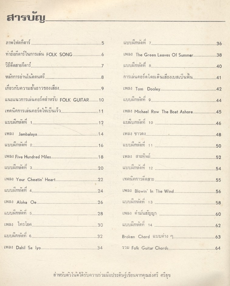 แบบฝึกหัด FOLK SONGS เรียบเรียงโดย สุกันยา ธงนำชัยมา