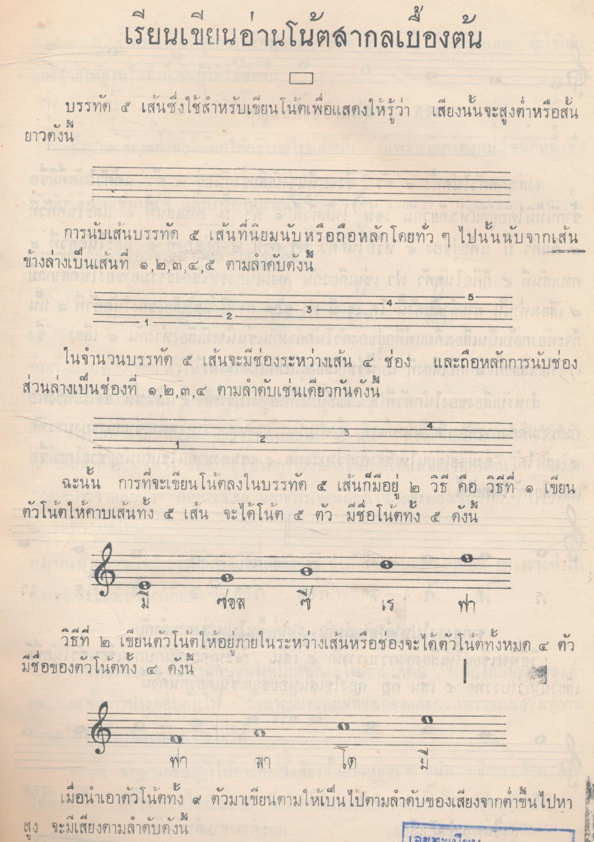 คู่มือครู การสอนโน้ตสากล ชั้นประถมปีที่ ๔