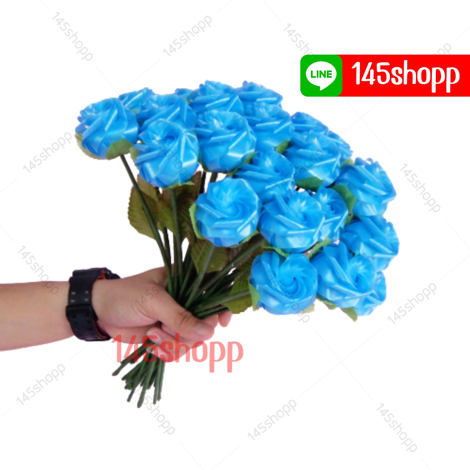 ดอกกุหลาบริบบิ้น สีฟ้า ปัจฉิม ของขวัญวันปัจฉิม ของปัจฉิม