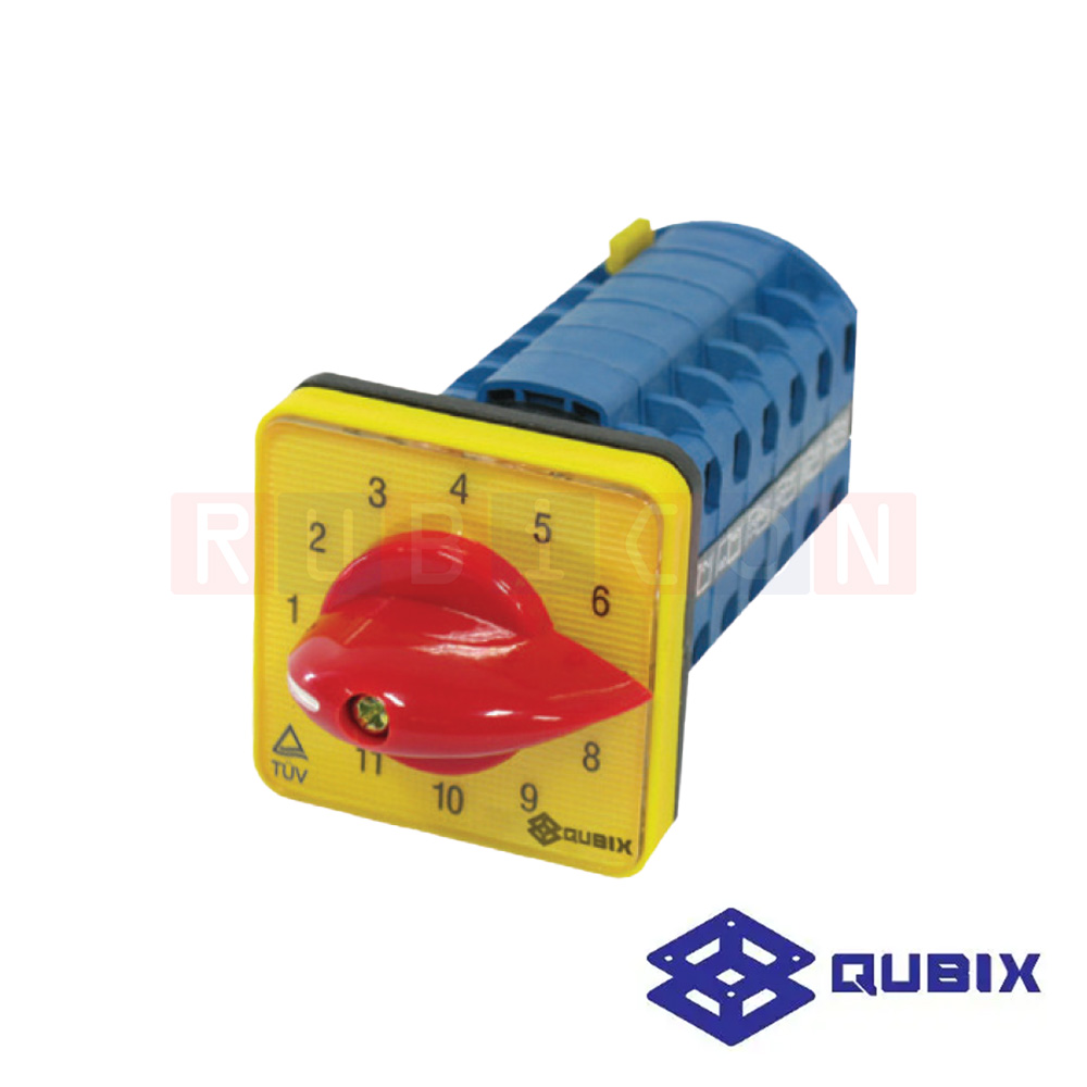 QUBIX SA16-12-6/61058-B03 สวิตช์มัลติสเต็ปแบบไม่มีตำแหน่งปิด 1P 16A 3kW / 5.5kW ขนาด 48×48มม. (MULTI-STEP SWITCHES WITHOUT "OFF" 1 POLE)