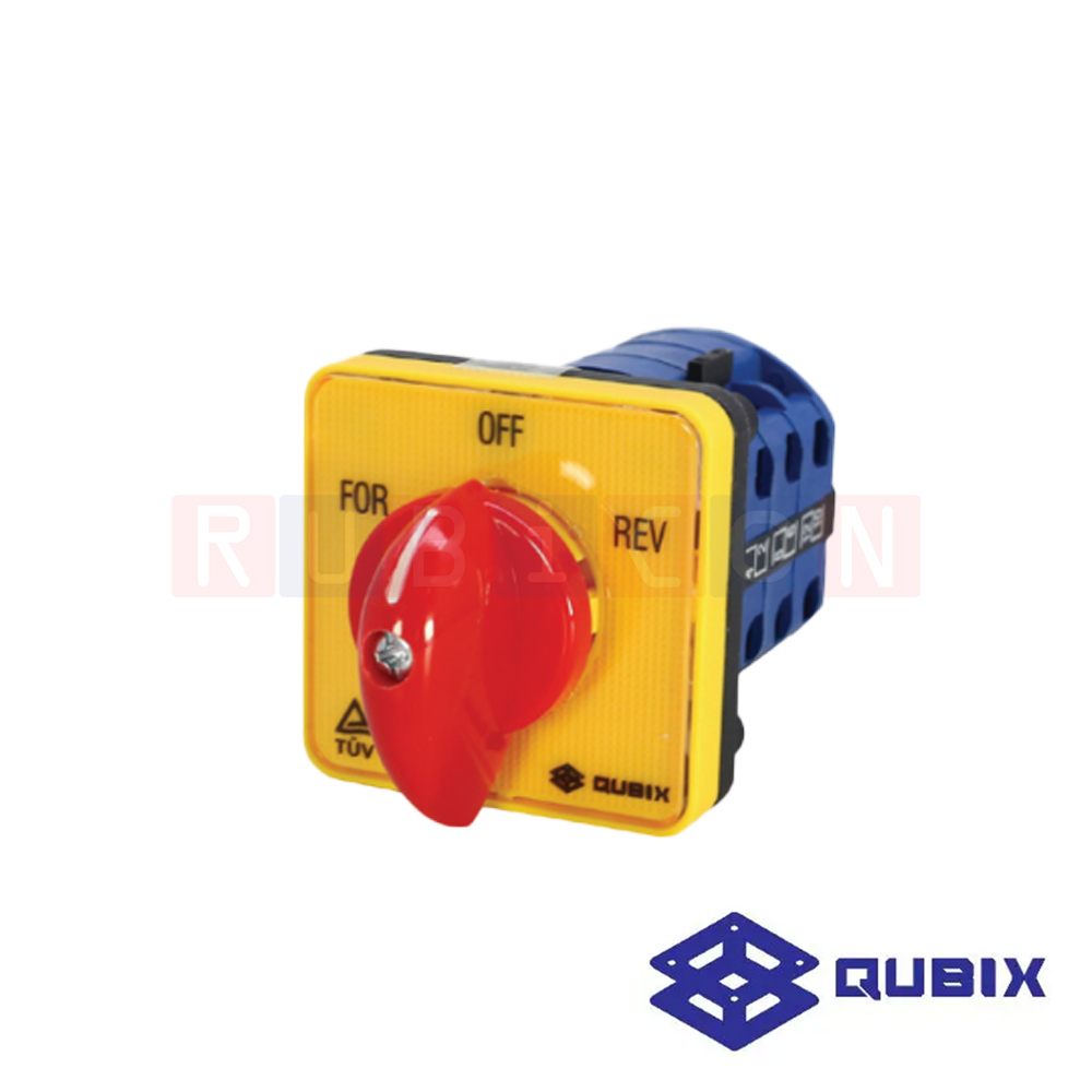 QUBIX SA63-3-3/61211-B13 สวิตช์เดินหน้า-ถอยหลัง 3P 63A 11kW / 18.5kW ขนาด 64×64มม. ( FORWARD REVERSE SWITCH)