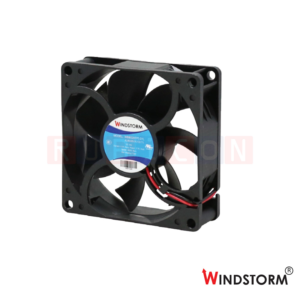 "WINDSTORM" WB802H7PI-D2L-G พัดลมระบายอากาศ แบบลูกปืน 3 inch 24VDC