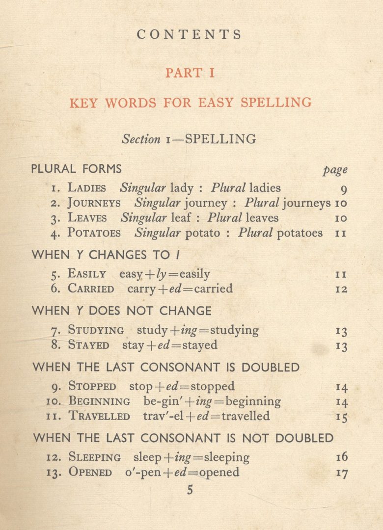 KEY WORDS FOR EASY SPELLING
