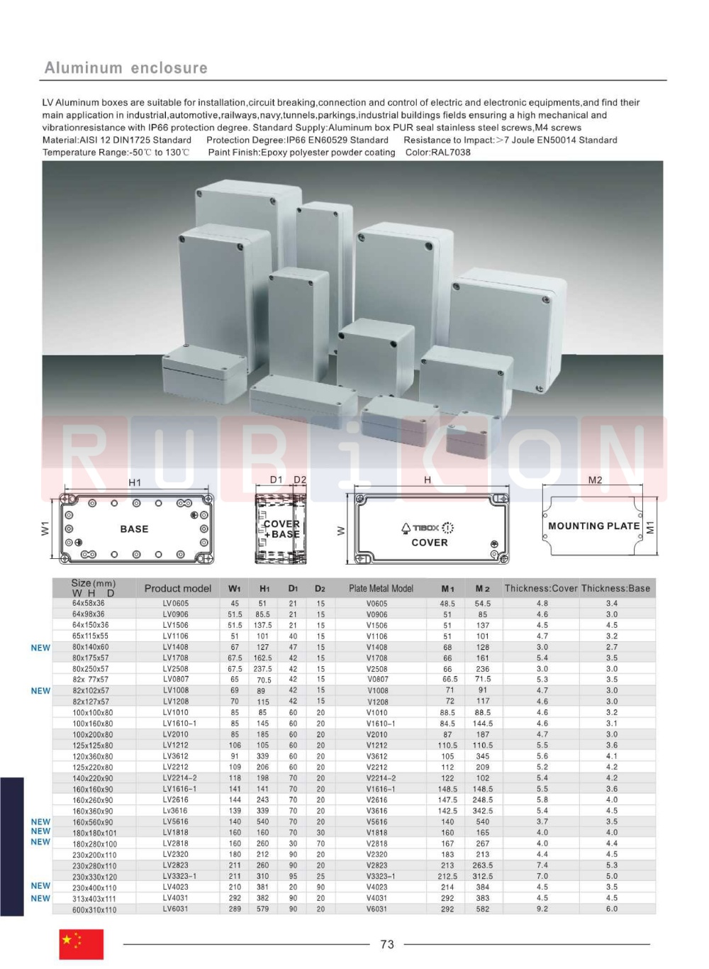 "TIBOX" LV3323-1 กล่องอลูมิเนียมพร้อม (Aluminum Enclosure IP66) Size : W230×H330×D120 mm.