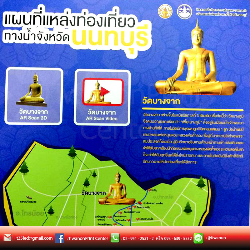 สติ๊กเกอร์ติดลงอะคิลิกหรือพลาสติก ป้ายแผนที่แหล่งท่องเที่ยวนนทบุรี