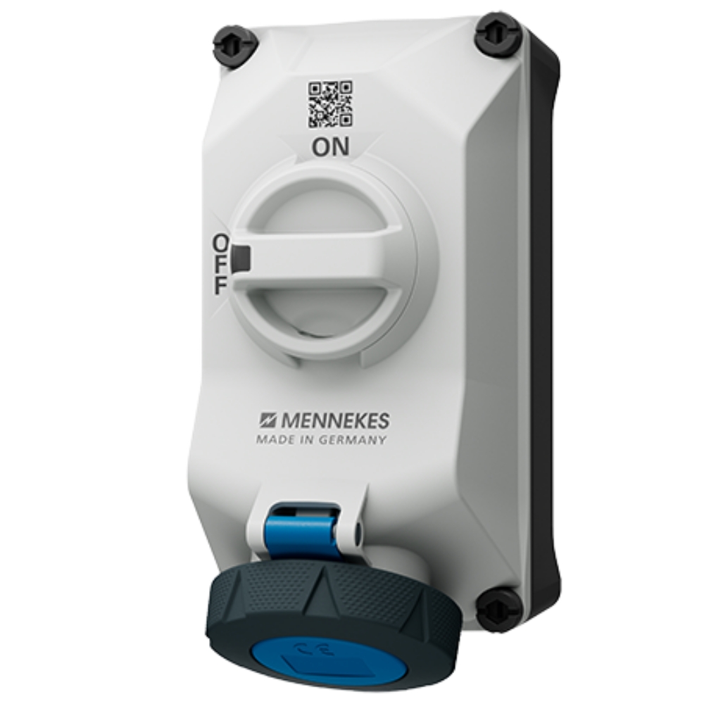 MENNEKES 5604306G (รหัสเดิม 5793A) ปลั๊กตัวเมียติดผนัง พร้อมสวิทว์และ DUO-Interlock (2P+E) 32A 230V IP67