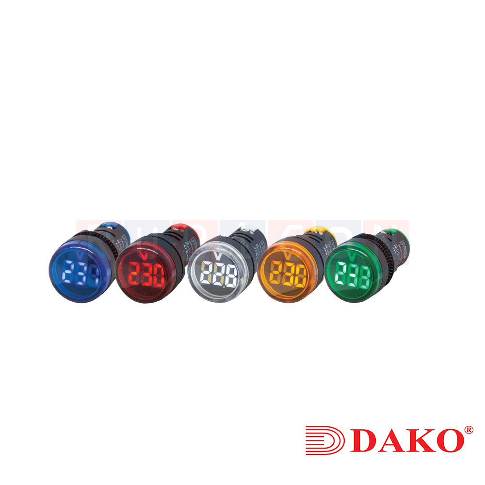 "DAKO" AD22-22VM-W ไพล็อตแล้มป์วัดแรงดันกระแสไฟฟ้า มิเตอร์วัดโวลท์ 22 มม. สีขาว (WHITE) (VOLTAGE INDICATOR)