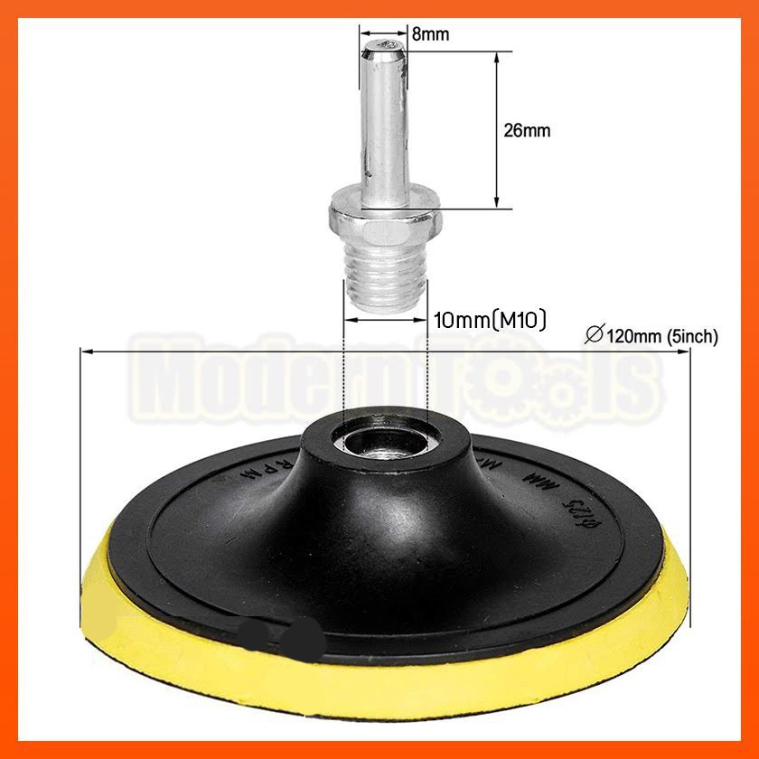 รหัสสินค้า 073 แป้นจับกระดาษทรายกลม ขนาด 5 นิ้ว สำหรับ ใส่เครื่องเจียร์ ลูกหมู สว่าน สว่านไร้สาย