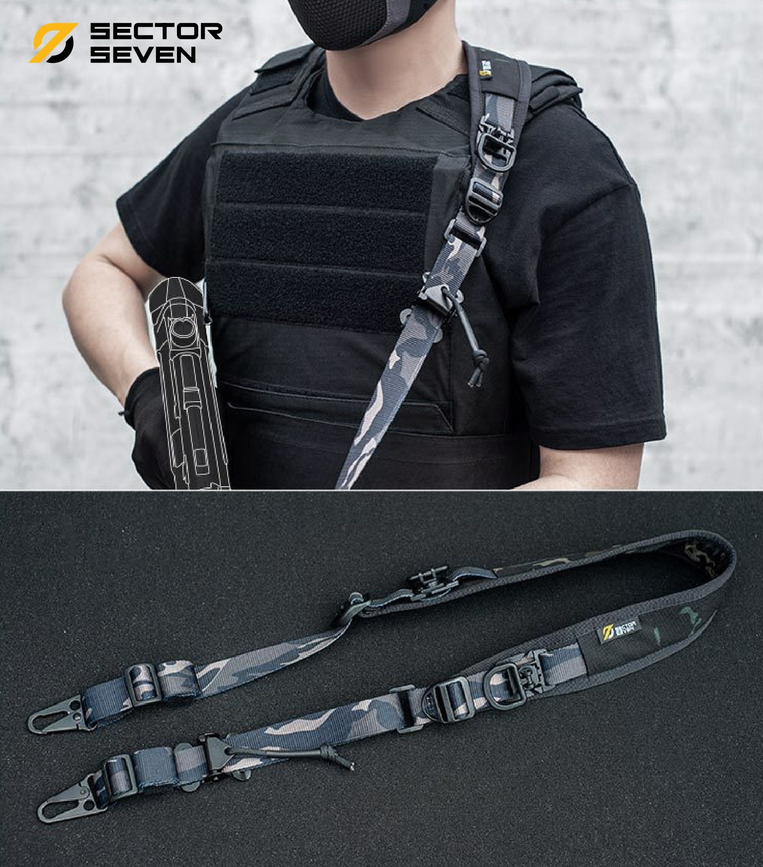 🇹🇭 1157 ไทยแลนด์ แทคติคอล สายสะพาย 2 จุด SECTOR SEVEN Two Point Sling