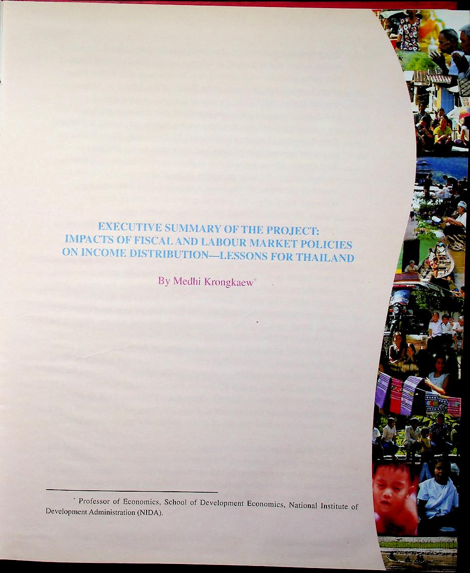 IMPACTS OF FISCAL AND LABOUR MARKET POLICIES ON INCOME DISTRIBUTION: LESSONS FOR THAILAND
