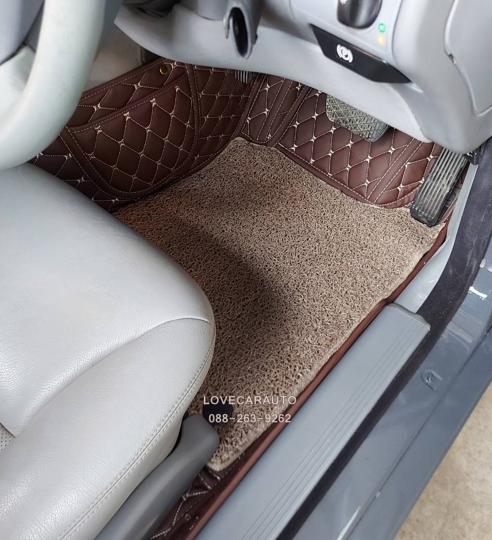 พรมรถยนต์ 7D Benz E200 w210 สีกาแฟ+ไวนิลน้ำตาล