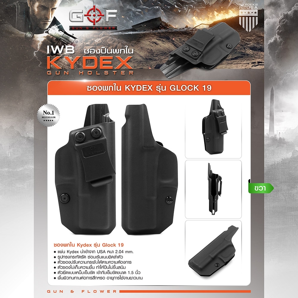 🇹🇭 751 ไทยแลนด์ แทคติคอล ซองพกใน Kydex Glock19