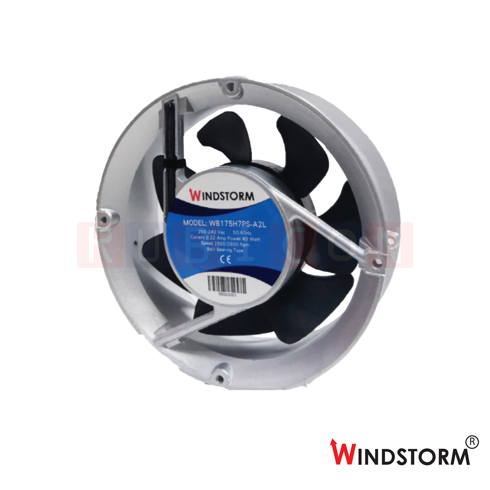 "WINDSTORM" WB175H7PS-A1L-G พัดลมระบายอากาศ แบบลูกปืน 6" 100-125VAC