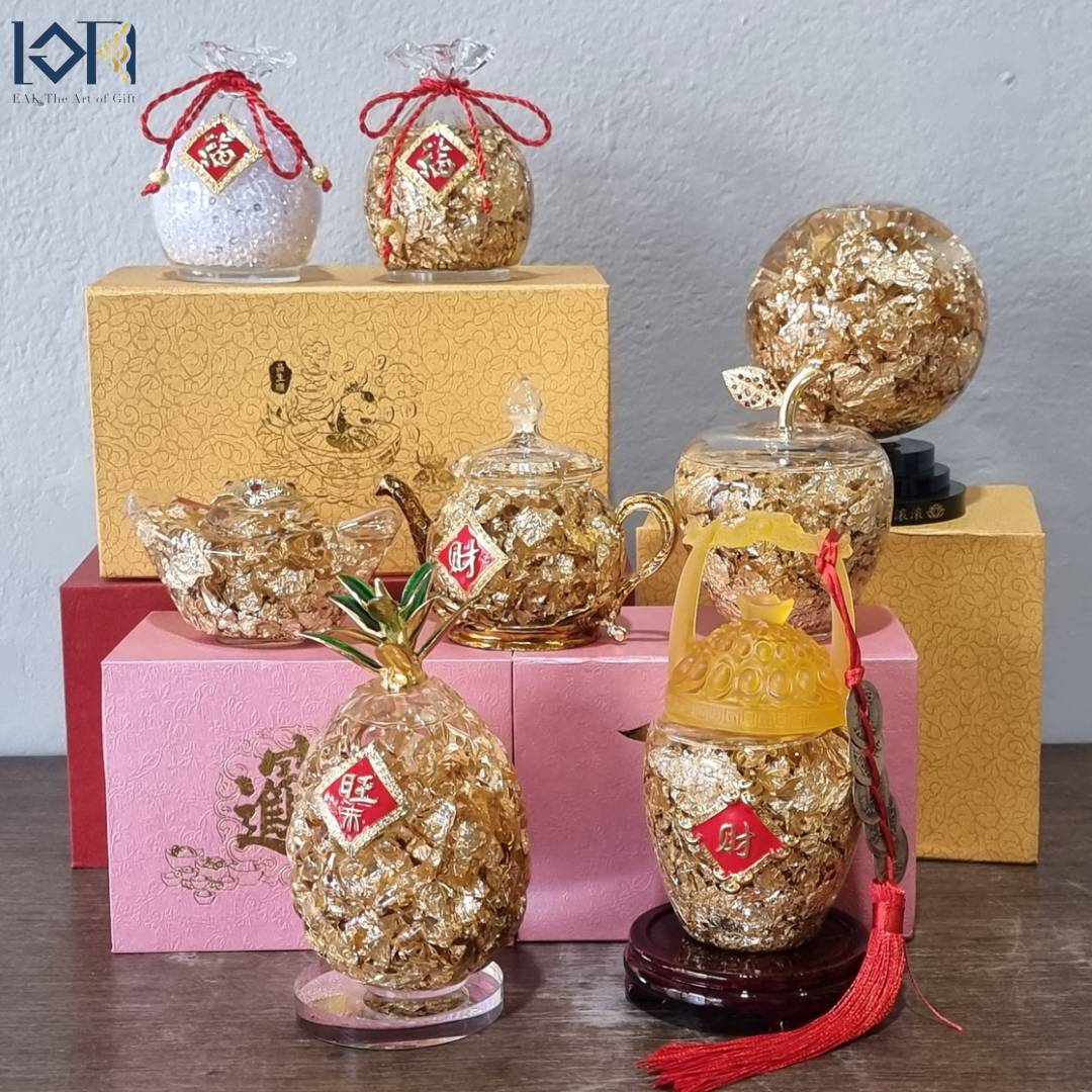 ลูกแก้วแผ่นทองฮวงจุ้ย ก้อนทอง กาน้ำชา แอบเปิ้ลบรรจุแผ่นทองคำเปลว ให้เป็นของขวัญมงคล มีกล่องแพคเกจสวยหรูใส่ให้ทุกแบบ