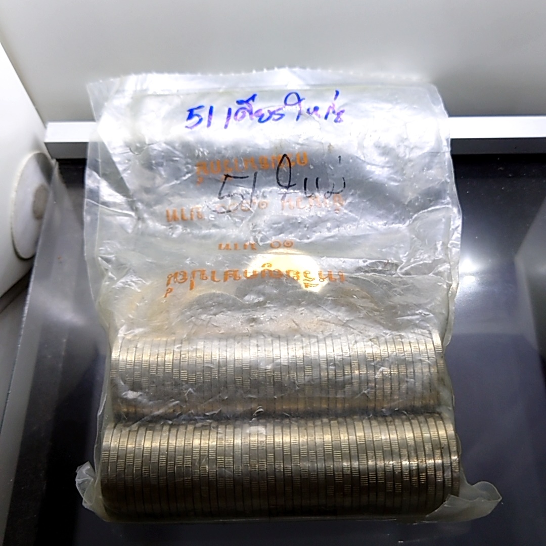 เหรียญยกถุง (100 เหรียญ) เหรียญ 10 บาท หมุนเวียน ปี พ.ศ.2551 พระเศียรใหญ่ (พิมพ์บาง) ไม่ผ่านใช้