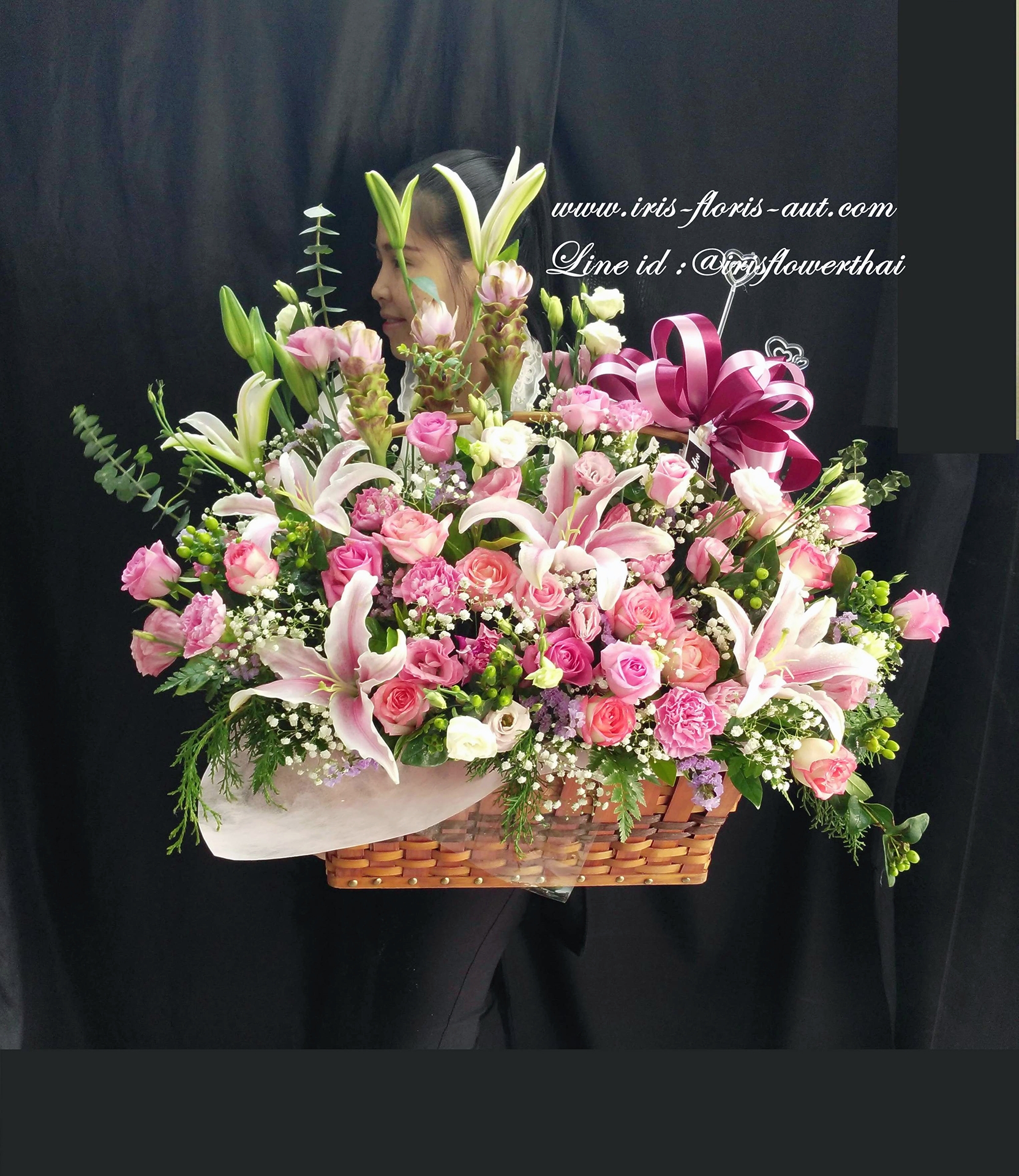 กระเช้าดอกไม้สด ขนาดใหญ่