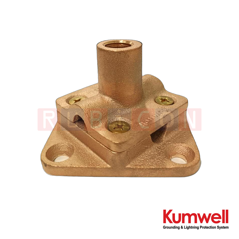 KUMWELL LDOS 58 ฐานหัวล่อฟ้า 2 ชั้น (Double Base Saddle) Thread Size 5/8", Cable Size 50-70 mm2