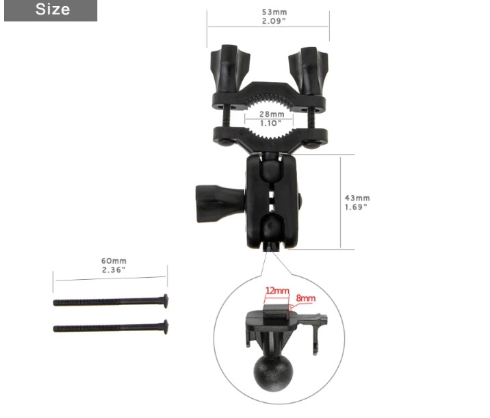 ขายึดกล้องติดรถยนต์ ก้านกระจกมองหลัง เล็กแบบสไลด์