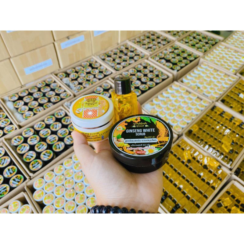 โสมบริ้ง 1แถม2 โสมบริ้ง+หัวเชื้อAHA+สครับสูตรเข้มข้น ทาผิวขาว