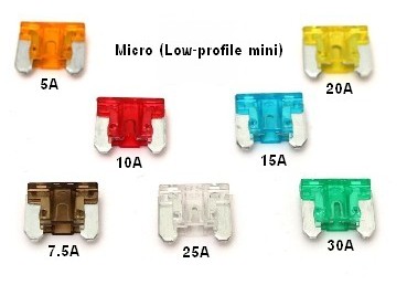 ฟิวส์รถยนต์แบบ Micro Fuse 5A ,7.5A ,10A ,15A ,20A ,25A ,30A