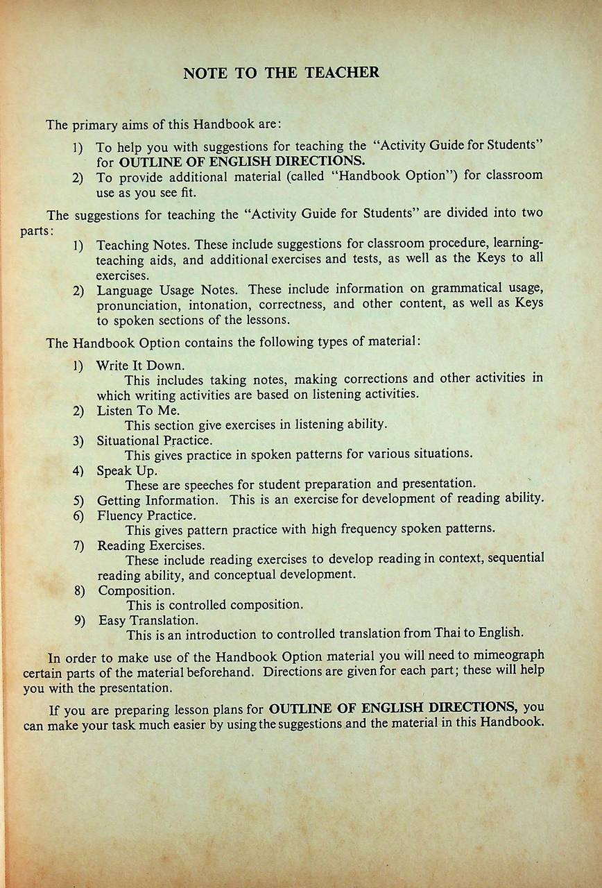 คู่มือครู หนังสือเรียน ภาษาอังกฤษ รายวิชา อ 421 - อ 422 OUTLINE OF ENGLISH DIRECTIONS ชั้นมัธยมศึกษาปีที่ 4 (ม.4)