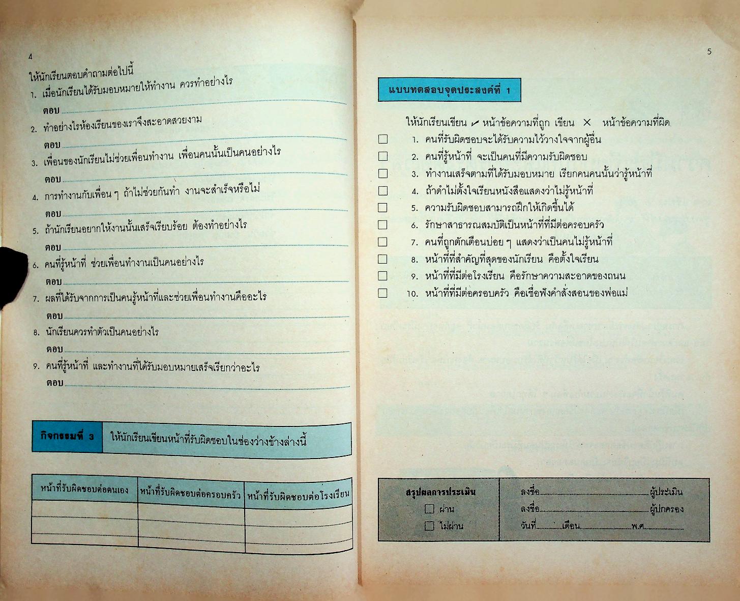 หนังสือเสริมประสบการณ์ กลุ่มสร้างเสริมลักษณะนิสัย ชั้นประถมศึกษาปีที่ ๔