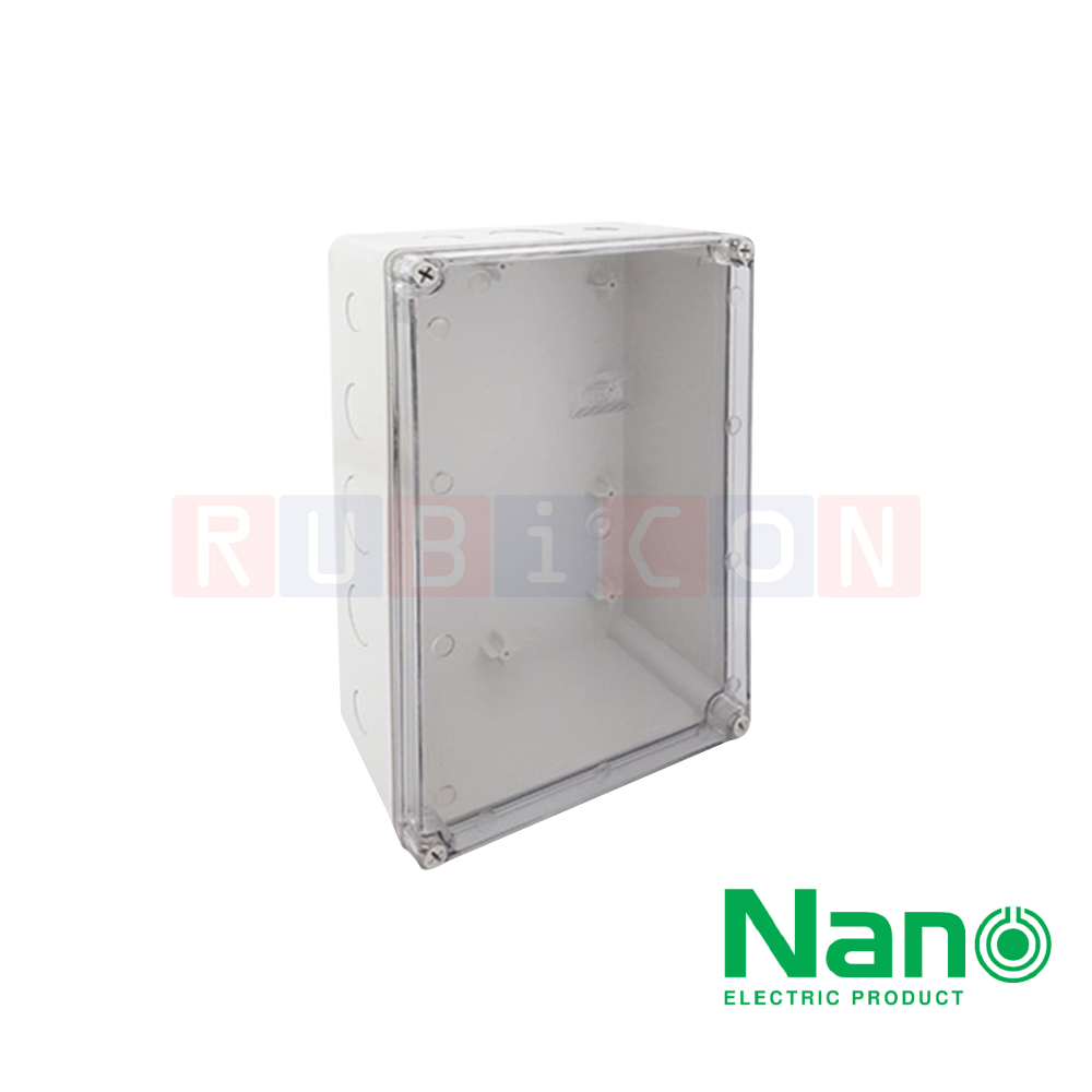 NANO-207CW กล่องพลาสติกกันน้ำฝาใส ขนาด 8x12x4" (200x300x104.50 mm.)