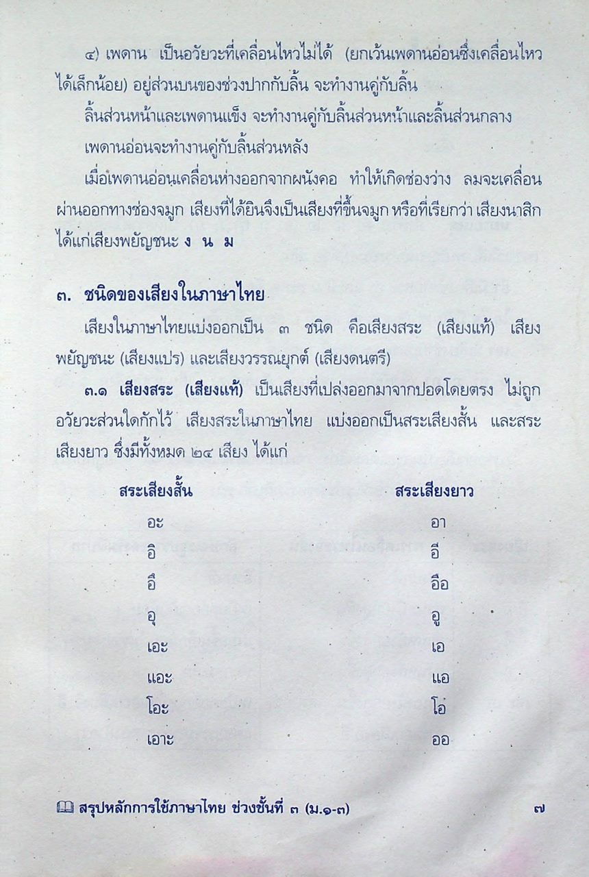 สรุปหลักการใช้ภาษาไทย ระดับมัธยมศึกษาตอนต้น ช่วงชั้นที่ ๓ ม.๑-๓