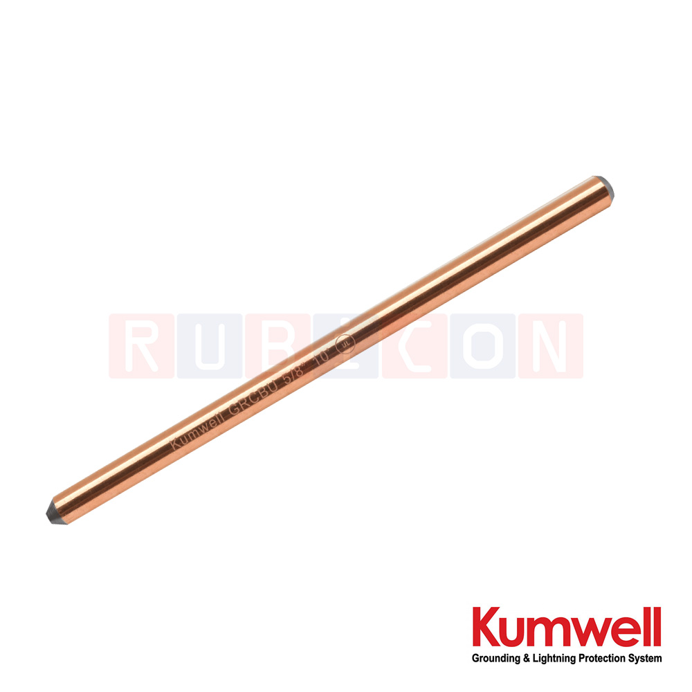KUMWELL GRCBU 348 แท่งกราวด์ทองแดง (Copper – Bonded Ground Rod Standard Type UL) ขนาด 3/4″(17.2 mm) ความยาว 8 ฟุต มาตราฐาน UL