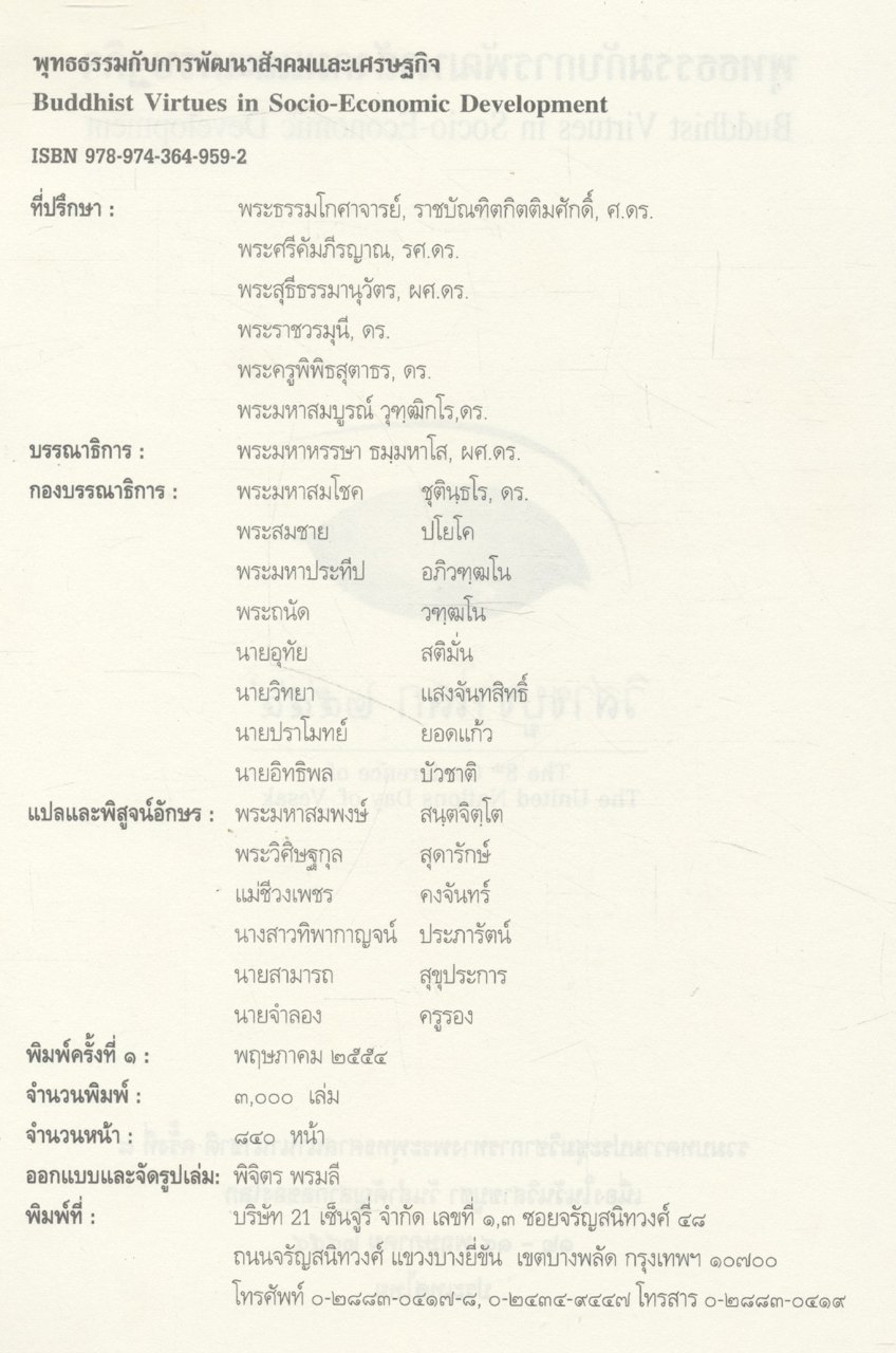 พุทธธรรมกับการพัฒนาสังคมและเศรษฐกิจ (บทความ)