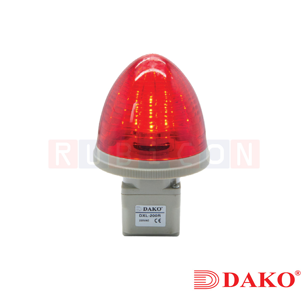 "DAKO" DXL-100R ไพลอตแลมป์หัวโดม 80 มม. LED สีแดง (RED) 110V Ø รูเจาะขนาด 30 มม. (DOME SHAPE PILOT LAMPS)