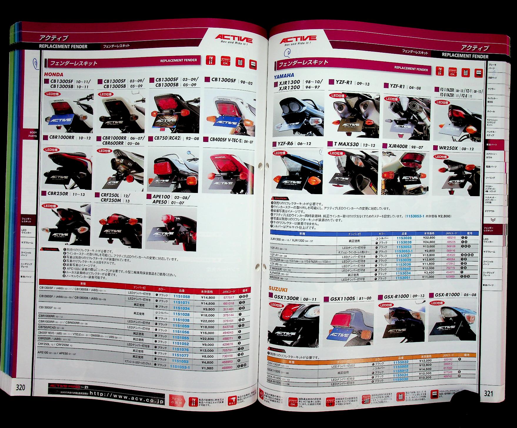 แคตตาล็อก อะไหล่รถมอเตอร์ไซต์ ฉบับภาษาญี่ปุ่น ACTIVE MIND SPECIAL PARTS LINE UP FOR MOTORCYCLES Vol.21