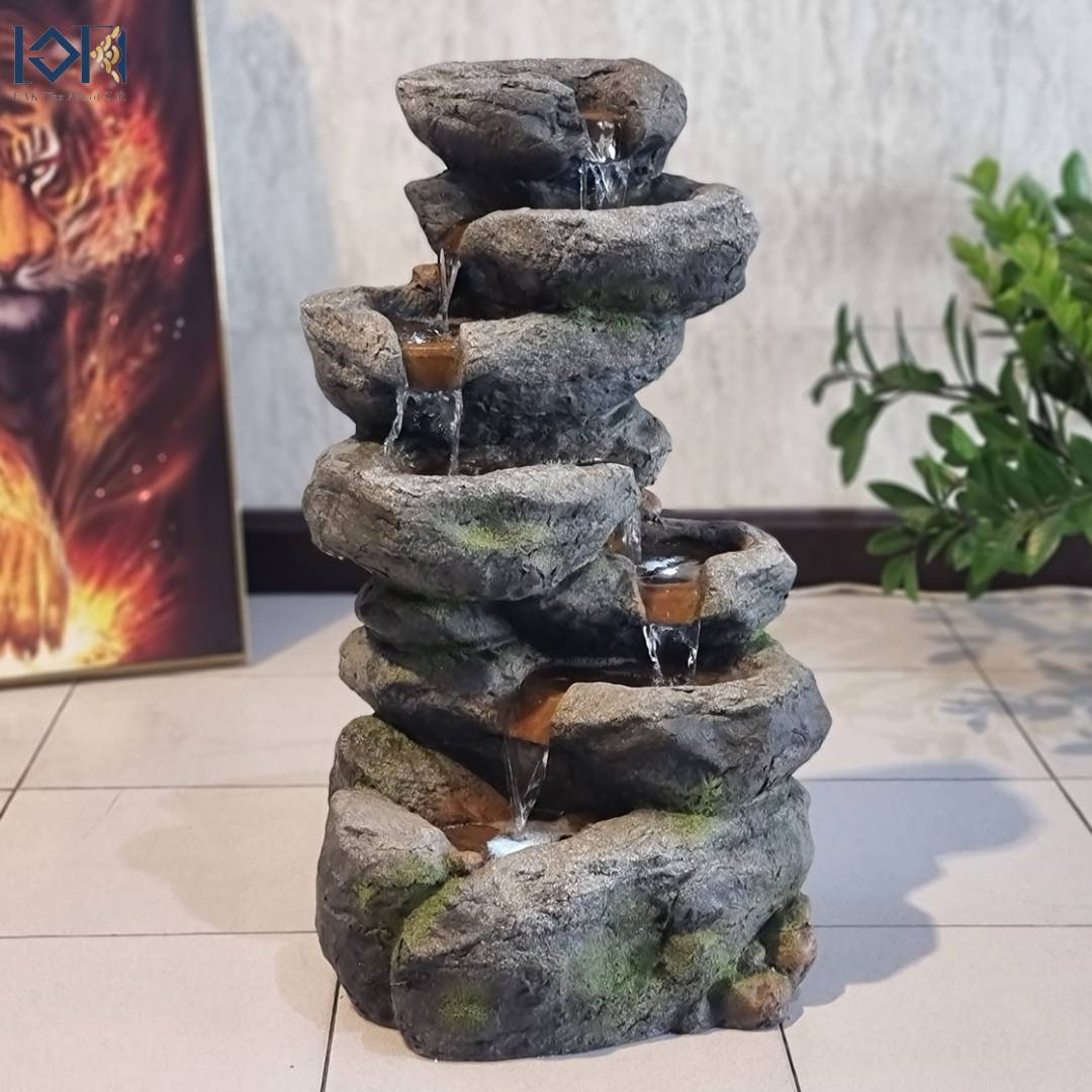 น้ำล้นตั้งพื้น รุ่นหิน7ชั้นฮวงจุ้ย2575 เสริมฮวงจุ้ยแต่งบ้านจัดสวน ของขวัญขึ้นบ้านใหม่ เปิดร้าน