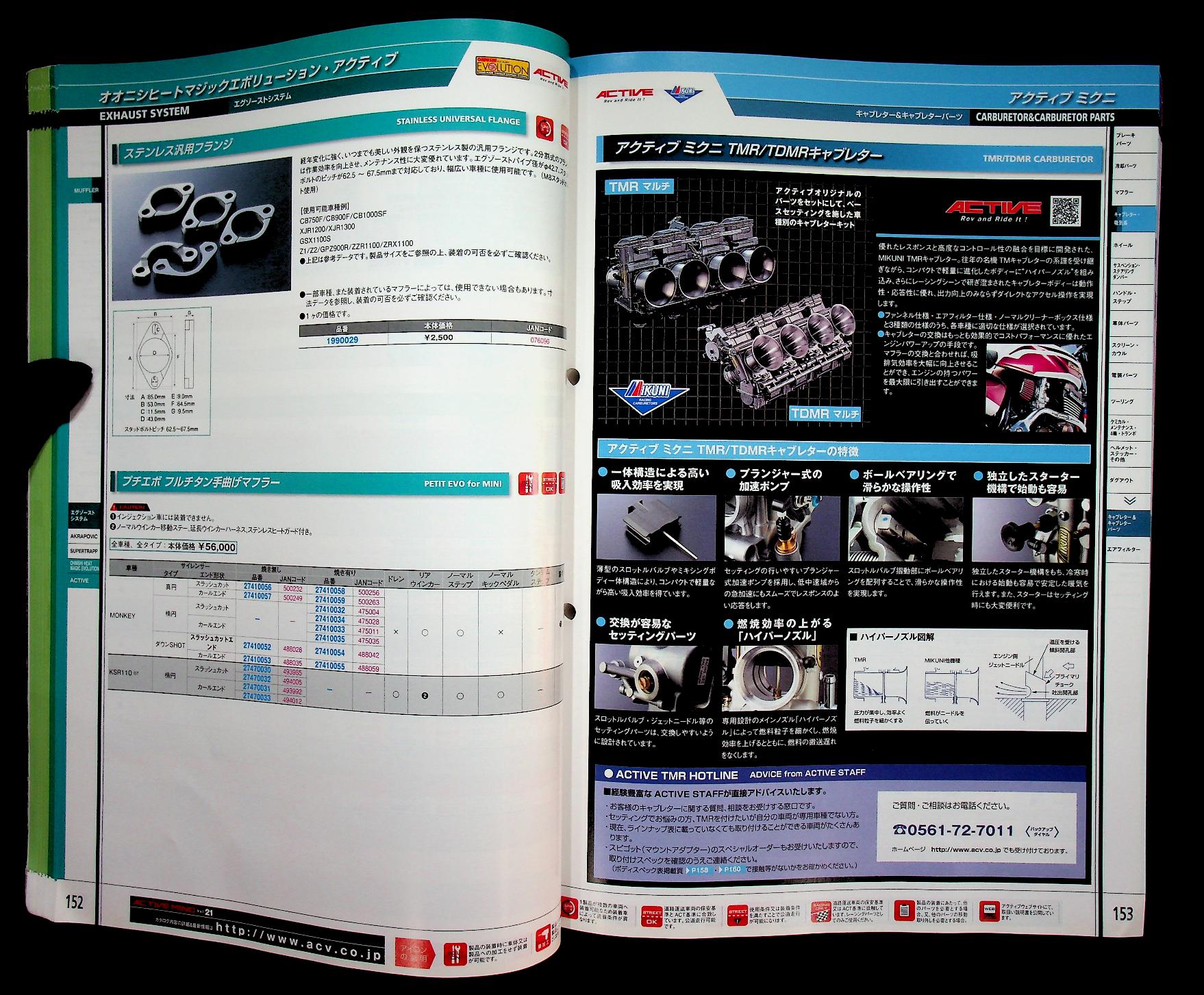 แคตตาล็อก อะไหล่รถมอเตอร์ไซต์ ฉบับภาษาญี่ปุ่น ACTIVE MIND SPECIAL PARTS LINE UP FOR MOTORCYCLES Vol.21