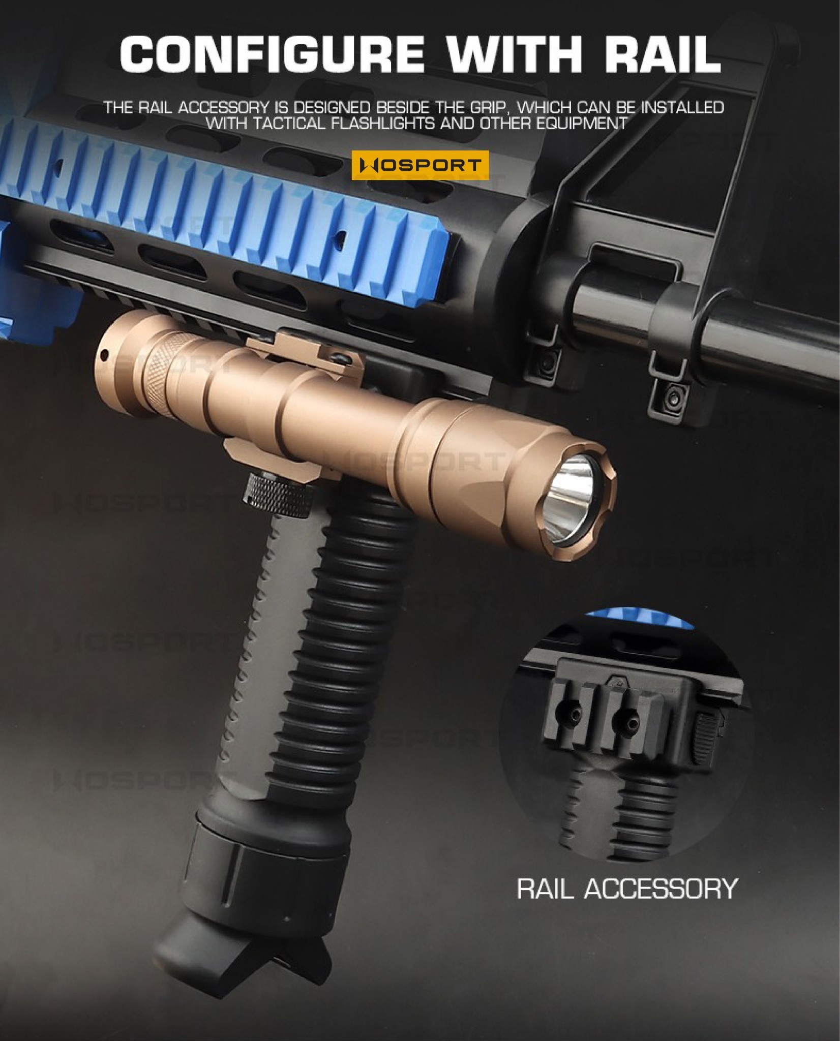 🇹🇭 1142 ไทยแลนด์ แทคติคอล กริปมือขาทราย WOSPORT ( Elastic Bipod Grip ) [ EX-31 ]