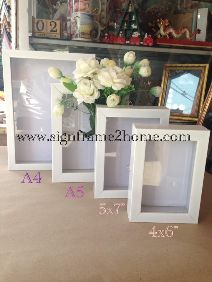 กล่องทรงลึก สีขาว พื้นขาว ความลึกกล่อง 4.5cm