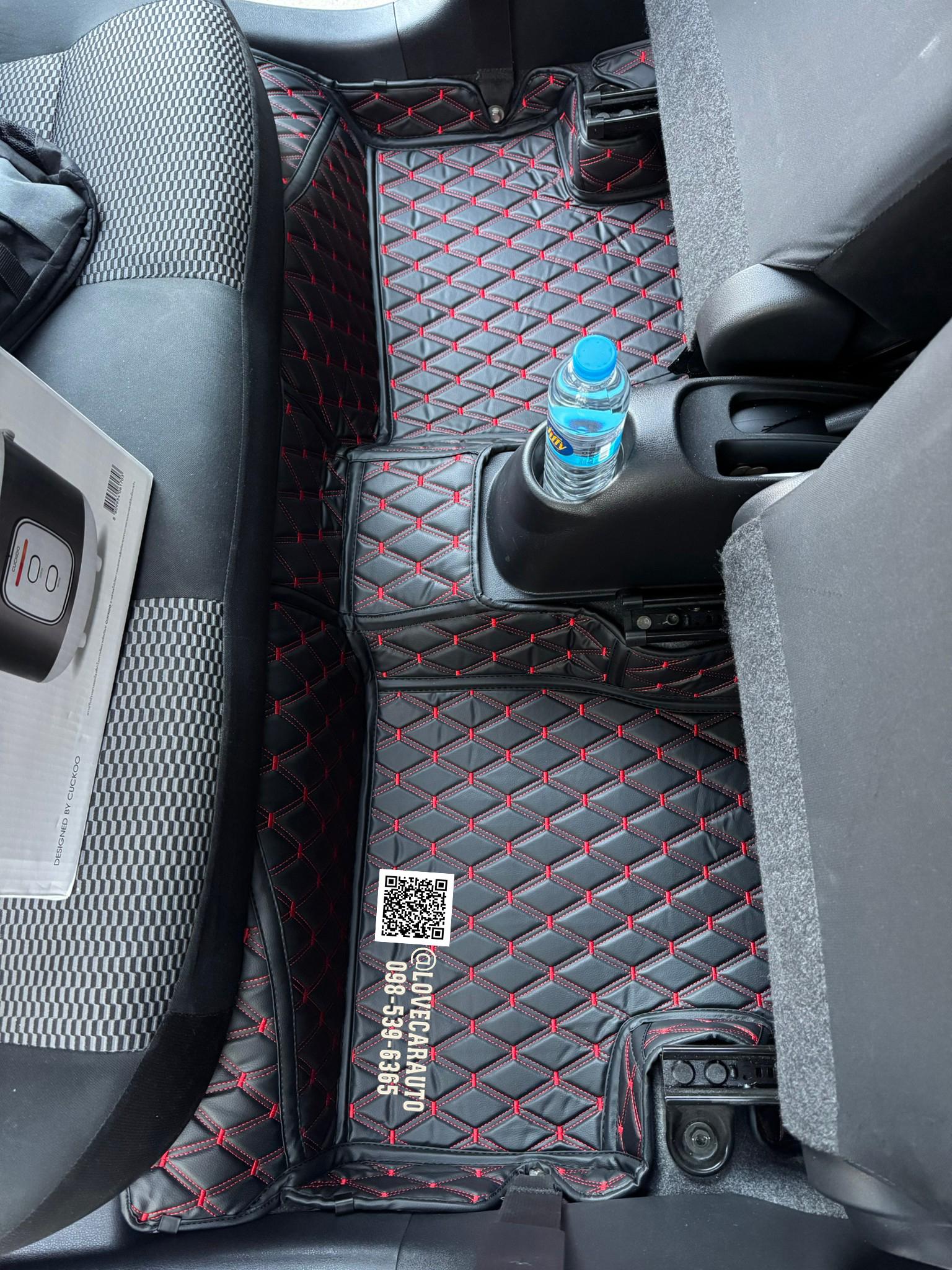 พรมปูพื้นรถยนต์ 6D nissan march สีดำด้ายแดง