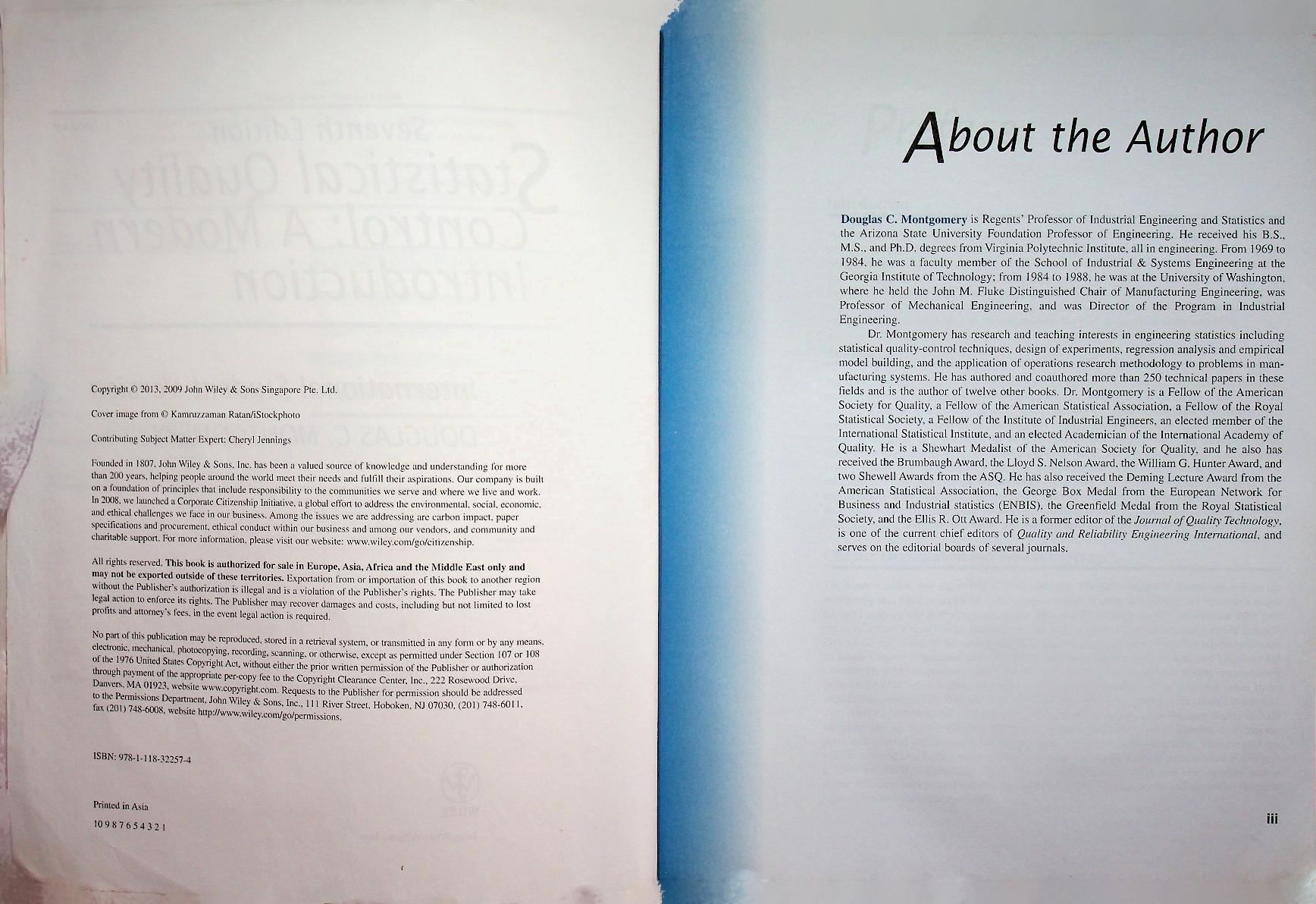 STATISTICAL QUALITY CONTROL : A Modern Introduction