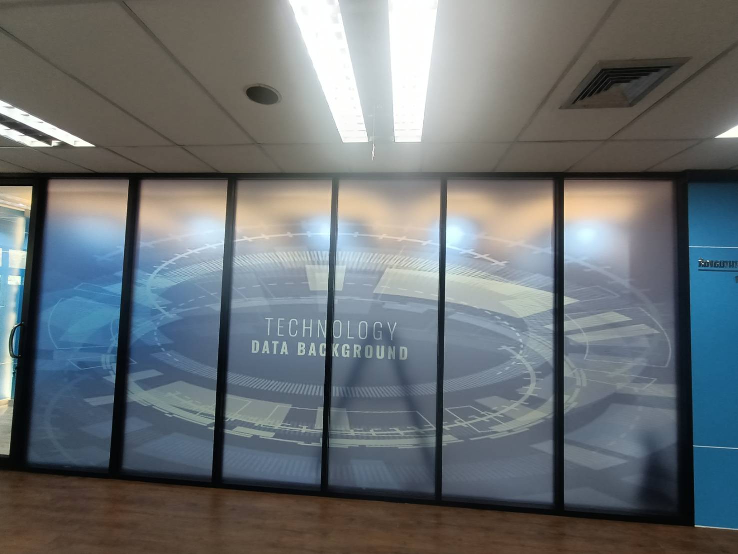 ป้ายสติ๊กเกอร์ติดกระจก งาน TECHNOLOGY DATA BACKGROUND