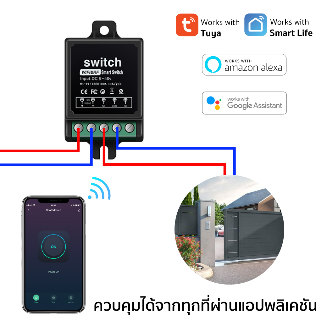 WiFi+RF Switch Box กล่องควบคุมประตูผ่านรีโมทและแอปพลิเคชั่น / switch box พร้อมรีโมท