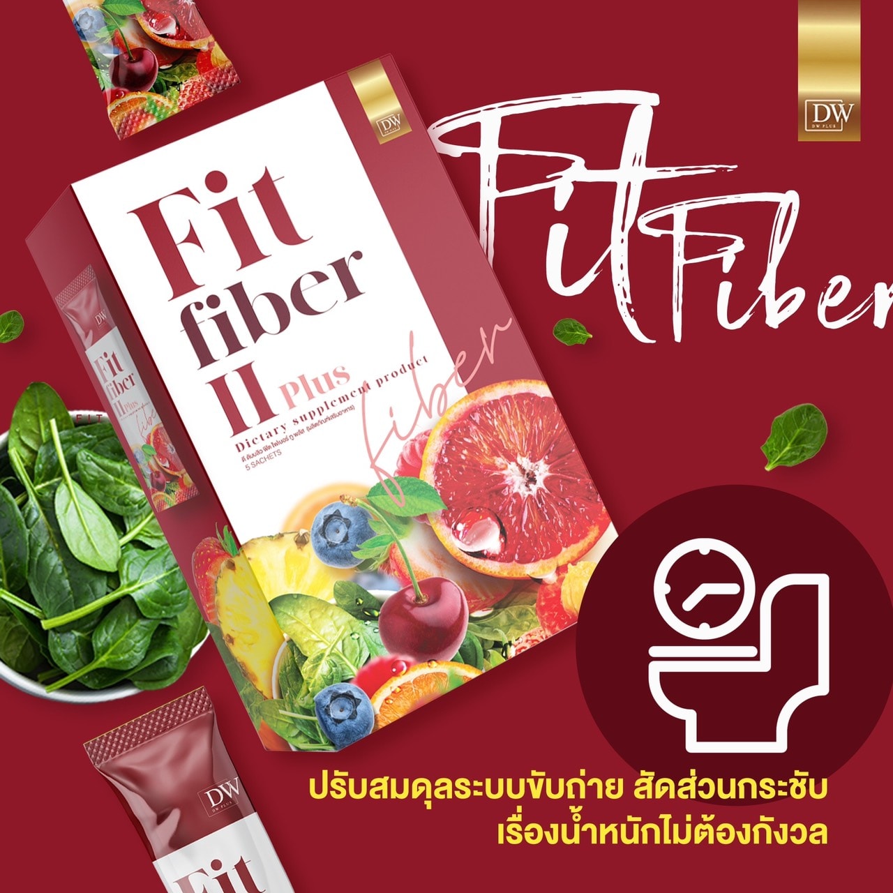 ฟิตไฟเบอร์ ทูพลัส ดีท็อกซ์ล้างสารตกค้างออกจากลำไส้DW FIT FIBER II PLUS