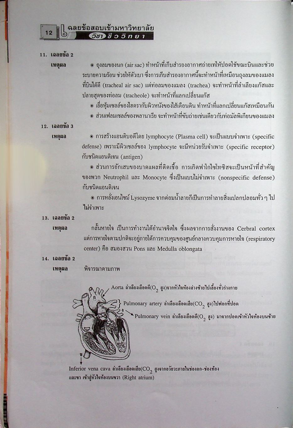 เฉลยข้อสอบเข้ามหาวิทยาลัย ชีววิทยา ฉบับรวมหลาย พ.ศ.