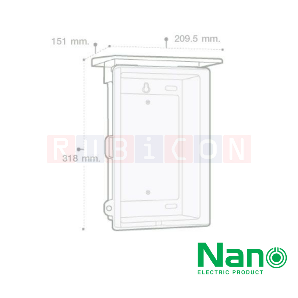 NANO-101CW ตู้พลาสติกกันน้ำ มีหลังคา ฝาใส 8x12.5x6 นิ้ว (209.5 x 318 x 151 mm) สีขาว