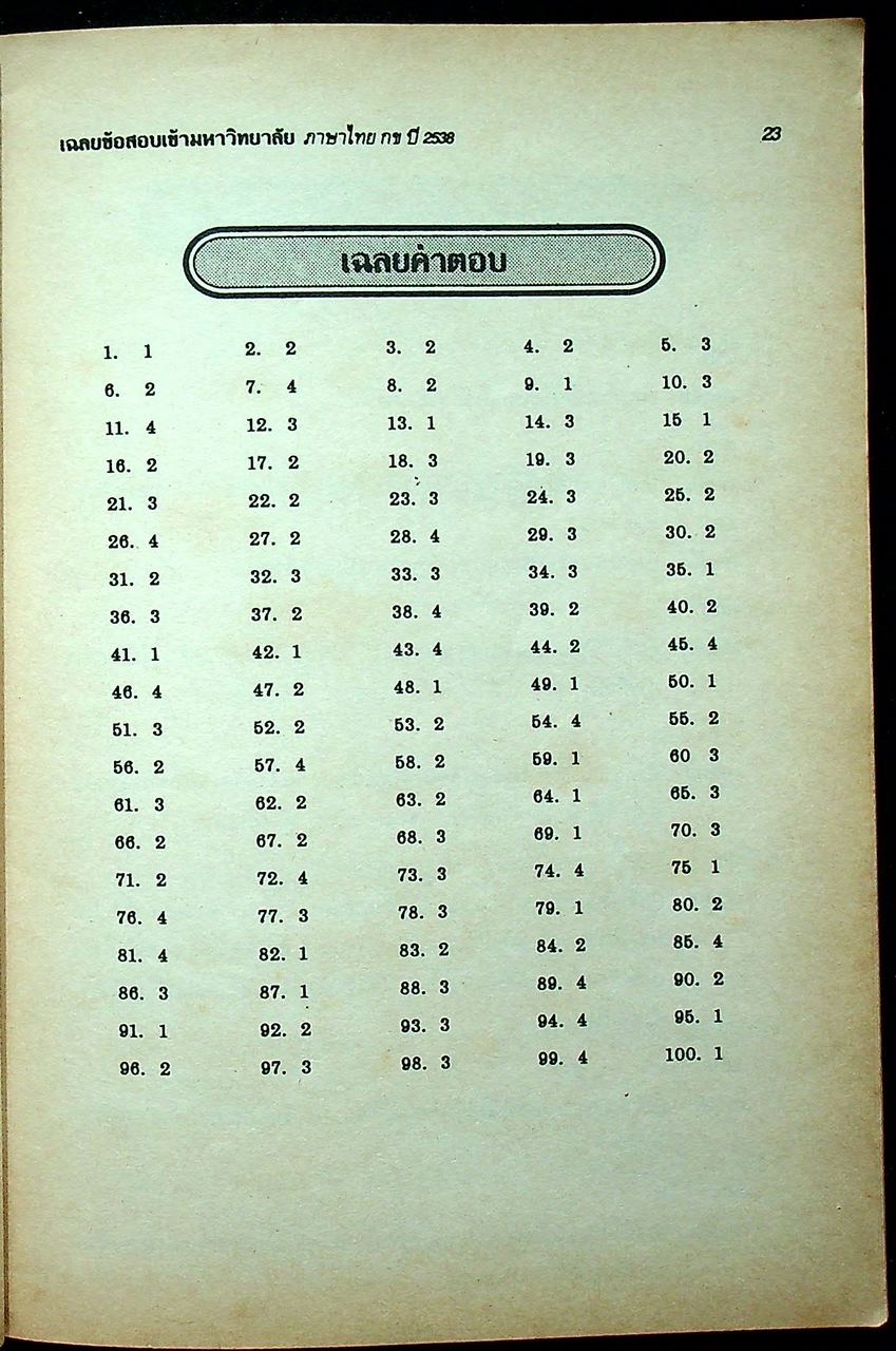 เฉลยข้อสอบเข้ามหาวิทยาลัย ปี 2533-2538 ENTRANCE ภาษาไทย กข
